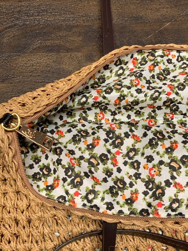 Square Tan Tote Straw Bag