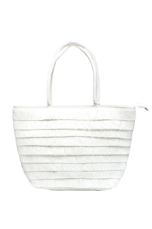 Large Straw Fringe Tote Bag
