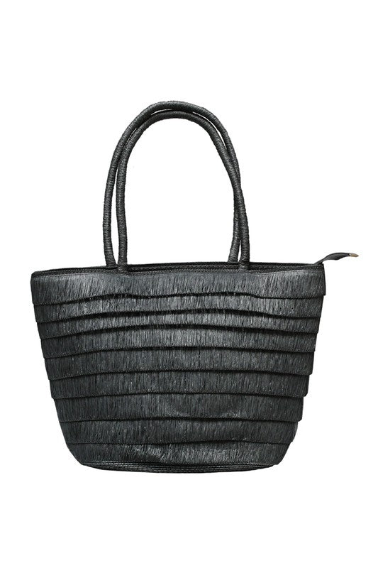 Large Straw Fringe Tote Bag