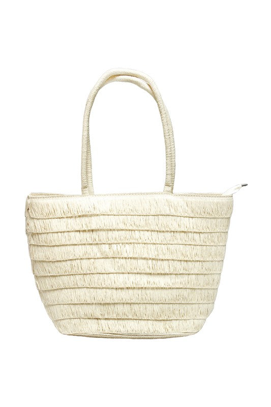 Large Straw Fringe Tote Bag