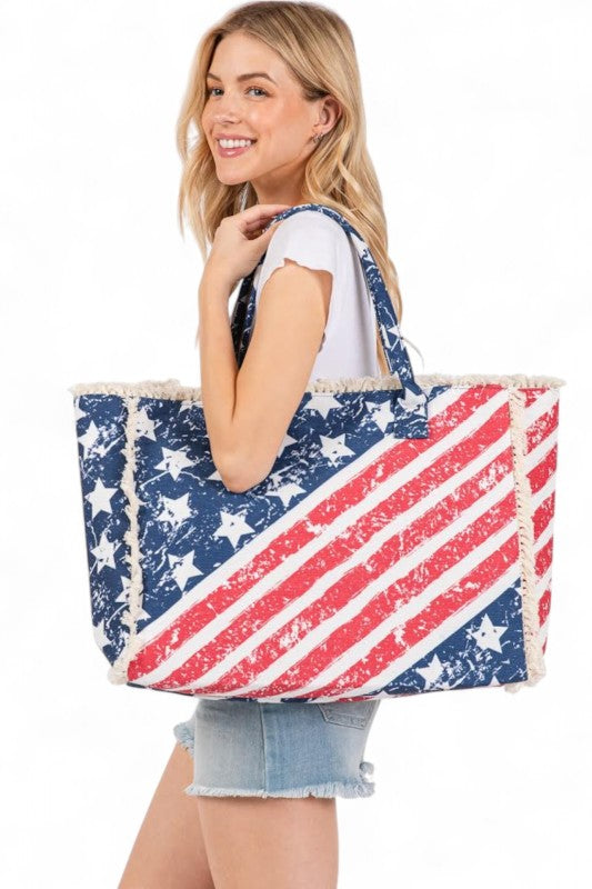 USA Flag Canvas Tote Bag