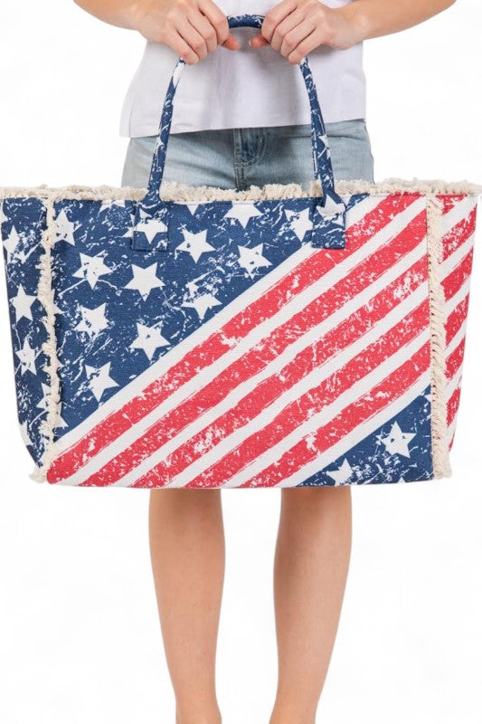 USA Flag Canvas Tote Bag