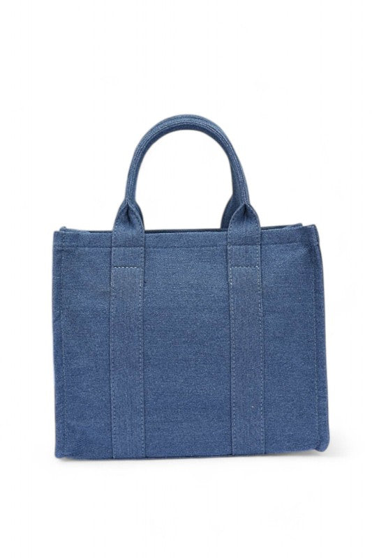 Denim Convertible Small Tote Bag