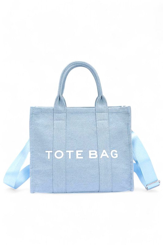Denim Convertible Small Tote Bag