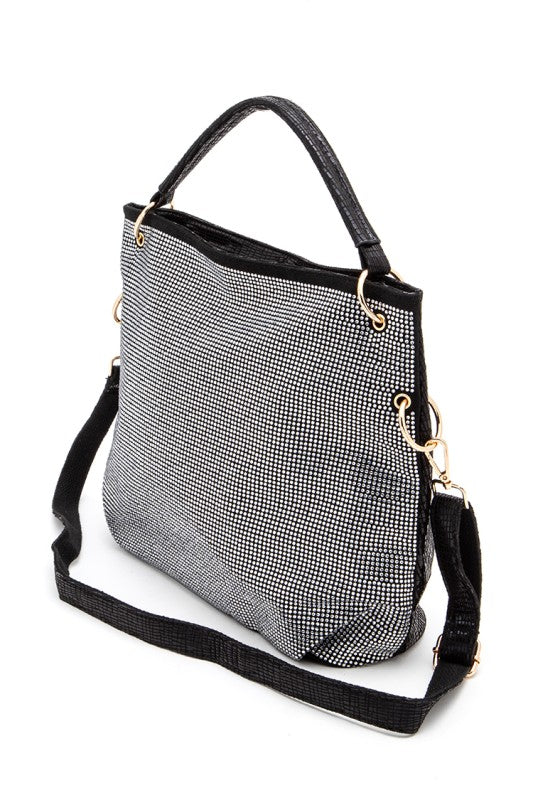 Rhinestone Top Handle Tote Bag