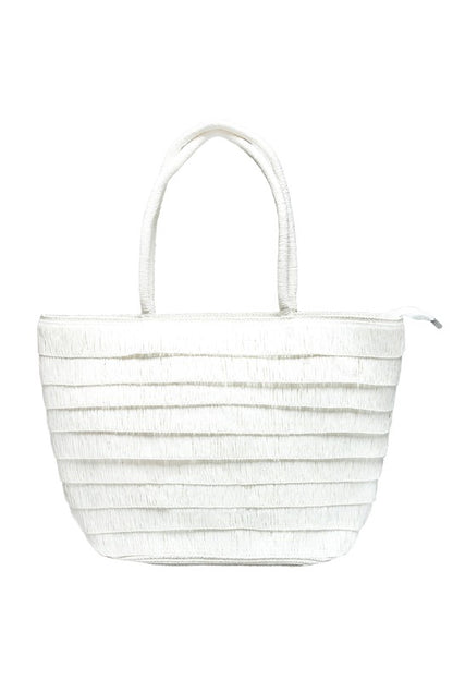 Large Straw Fringe Tote Bag