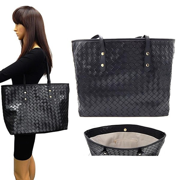 Weaving Pattern Shoulder Tote Bag – Luxe Layered Look
