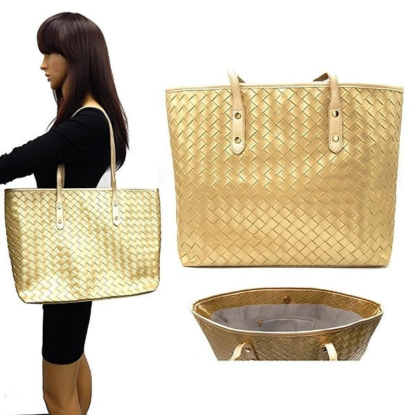 Weaving Pattern Shoulder Tote Bag – Luxe Layered Look