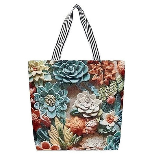 Succulent Print Eco Canvas Tote Bag