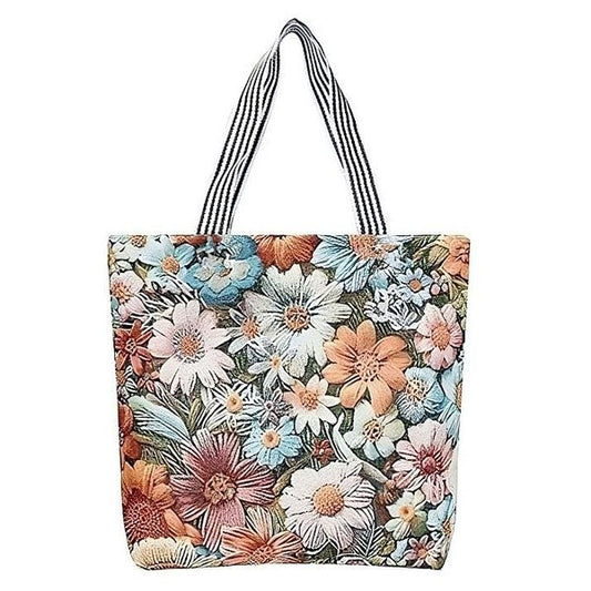 Flower Daisy Print Eco Canvas Tote Bag 