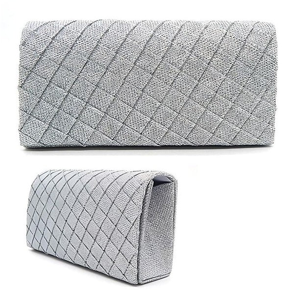 Glitter Quilted Evening Clutch Bag