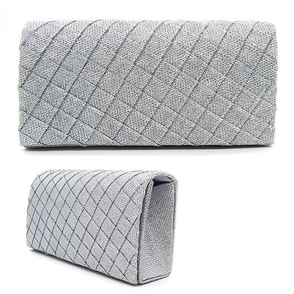 Glitter Quilted Evening Clutch Bag