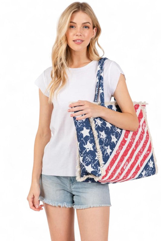 USA Flag Canvas Tote Bag