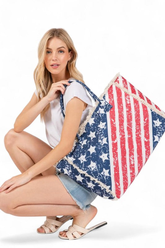 USA Flag Canvas Tote Bag