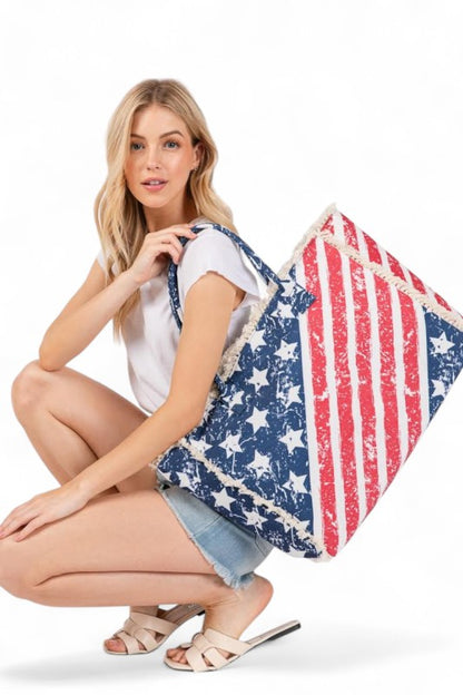 USA Flag Canvas Tote Bag