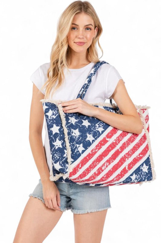 USA Flag Canvas Tote Bag