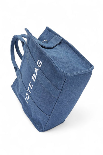 Denim Convertible Small Tote Bag