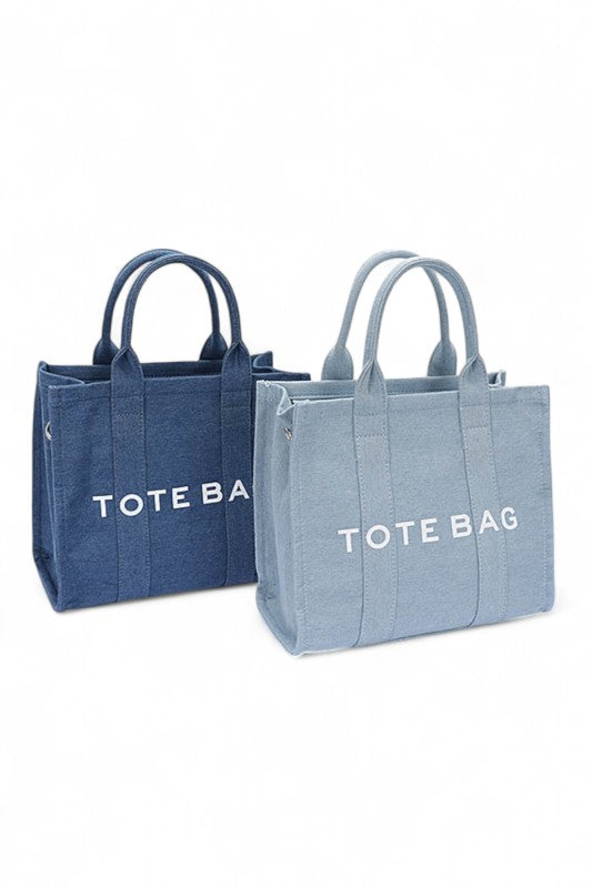Denim Convertible Small Tote Bag