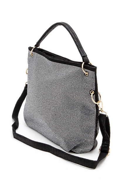 Rhinestone Top Handle Tote Bag