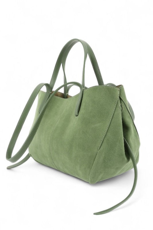 Faux Suede Multi Strap Tote Bag 