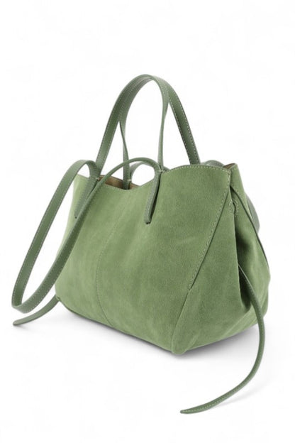 Faux Suede Multi Strap Tote Bag 