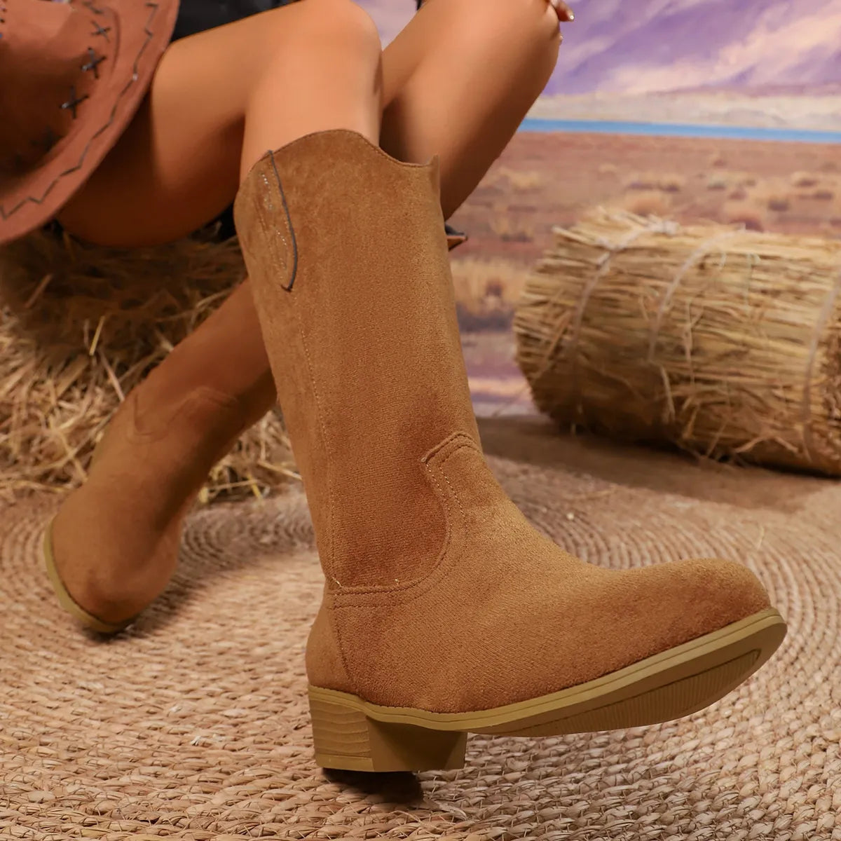 Suede Block Heel Boots