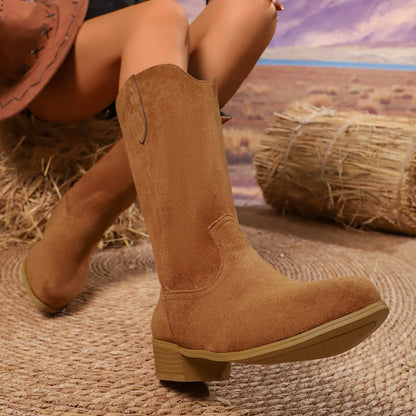 Suede Block Heel Boots