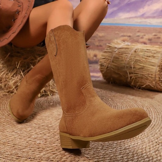 Suede Block Heel Boots